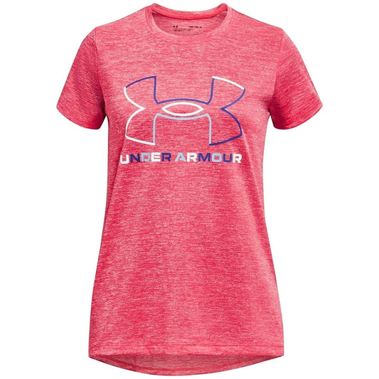 Under Armour Girls' Tech Big Logo Twist Short Sleeve T-Shirt - Pink Shock. Size: YXL