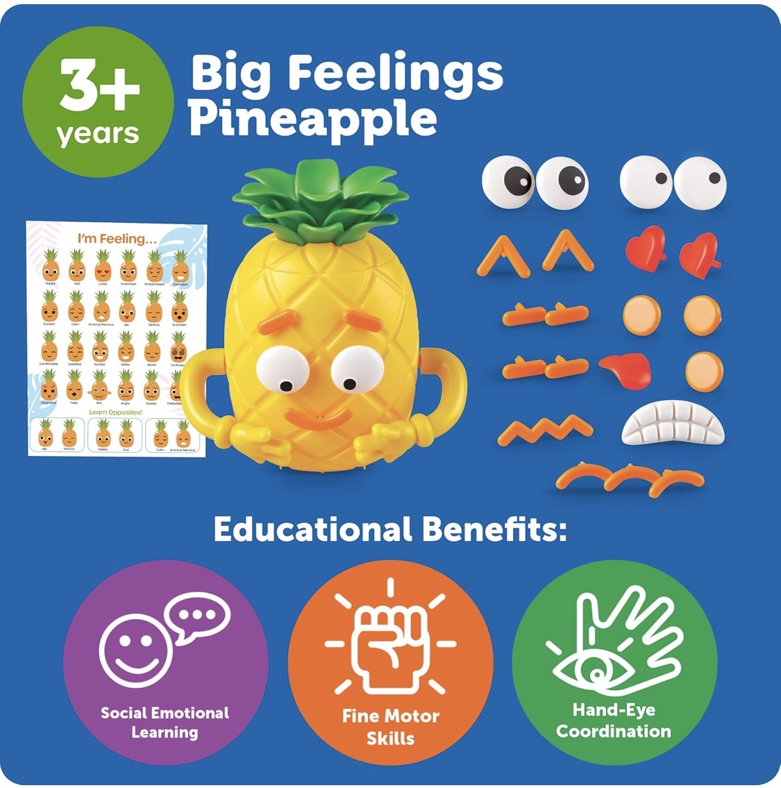 Learning Resources Big Feelings Pineapple - Social-Emotional Learning Toy. 30 pieces.  Ages 3+