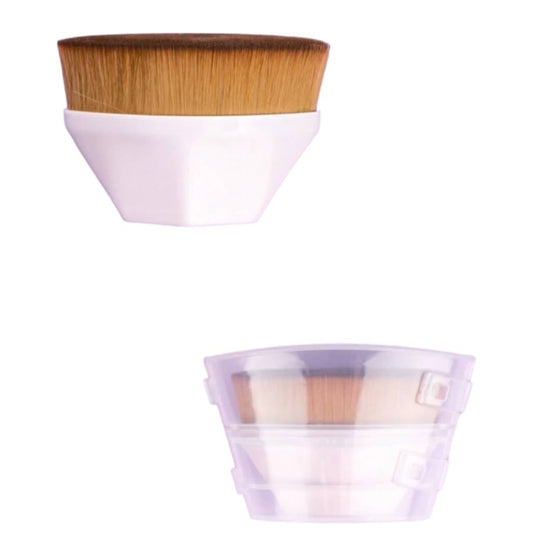 Flat Top Kabuki Brush with Protective Case for Liquid, Cream, and Powder Makeup.