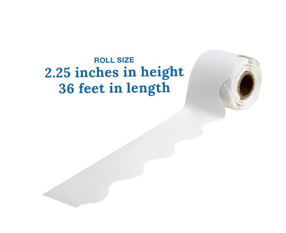 White Rolled Scalloped Bulletin Board Borders. 2.25” x 36’
