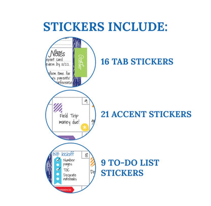 Plan on a Brilliant Year Teacher Planner. 128 pages. 46 stickers. 10.9” x 8.4”