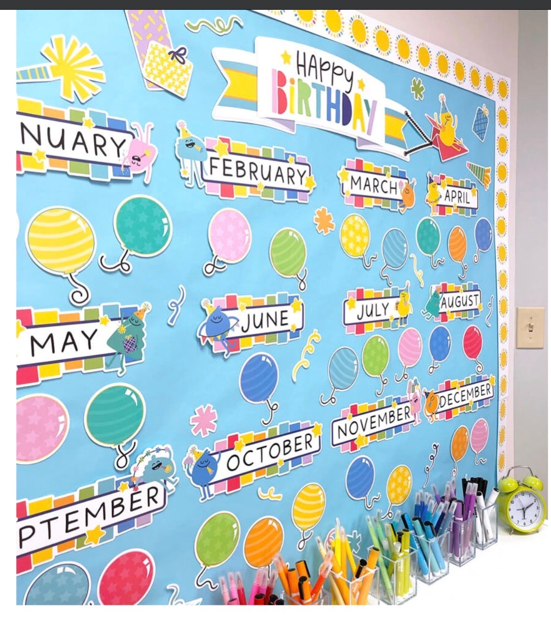 Happy Place Birthday Bulletin Board Set - 73 pieces