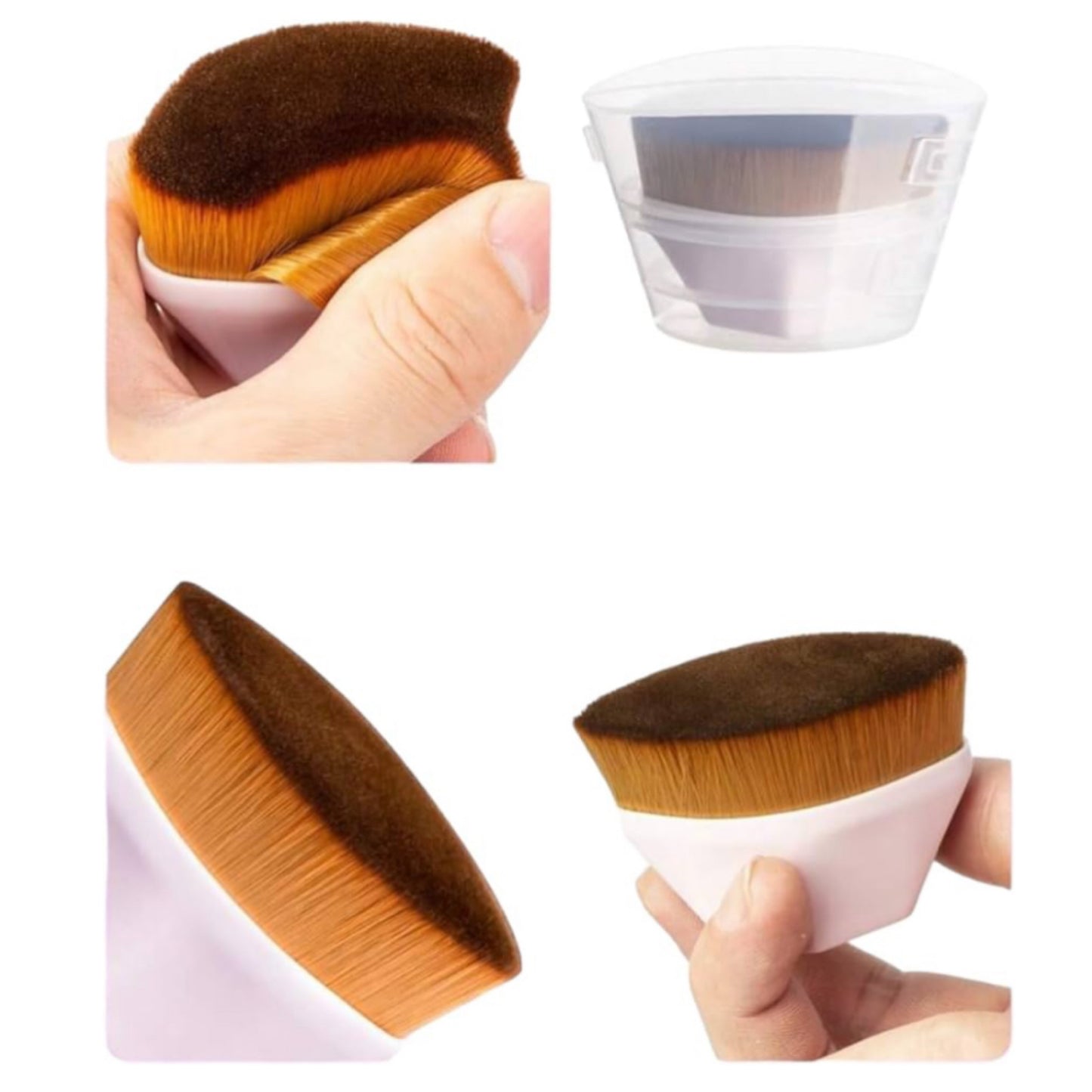 Flat Top Kabuki Brush with Protective Case for Liquid, Cream, and Powder Makeup.