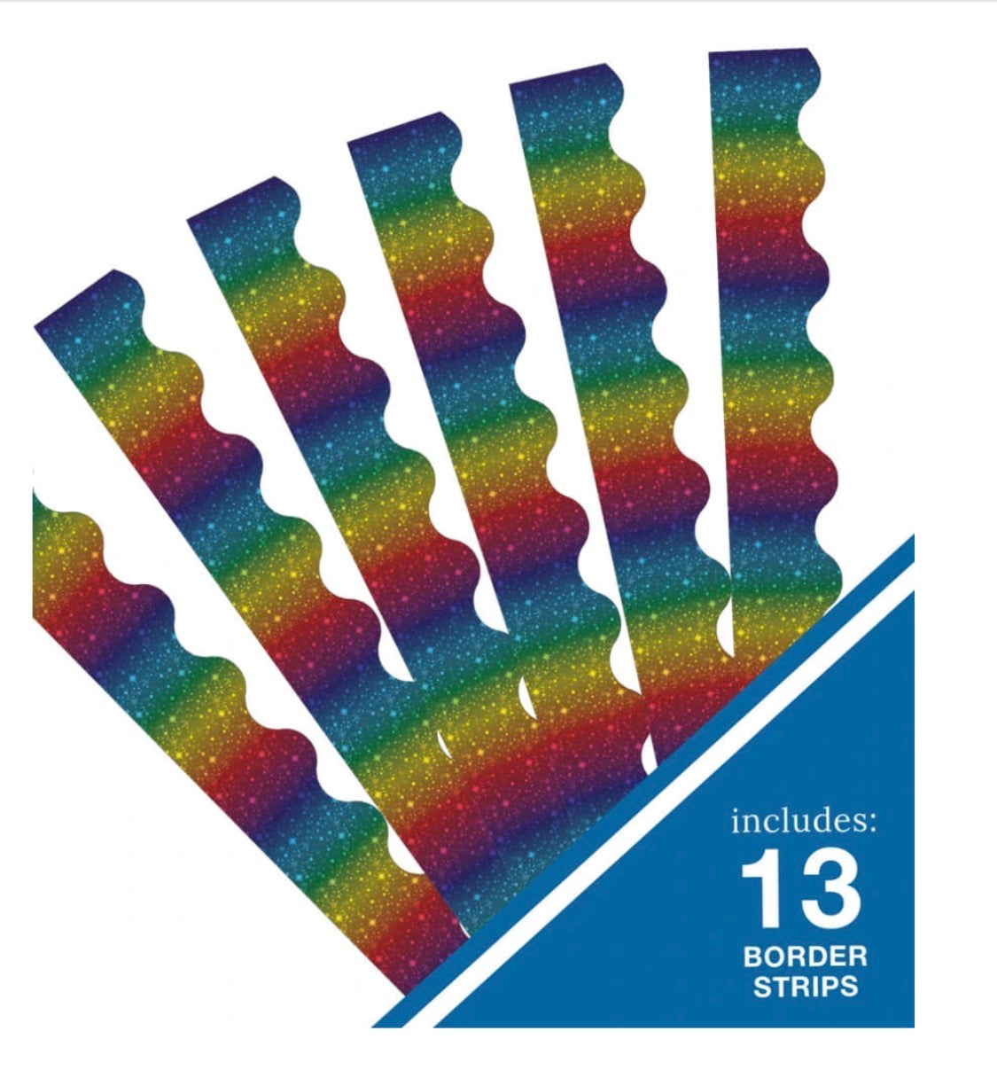 Rainbow Foil Scalloped Bulletin Board Borders - 13 strips