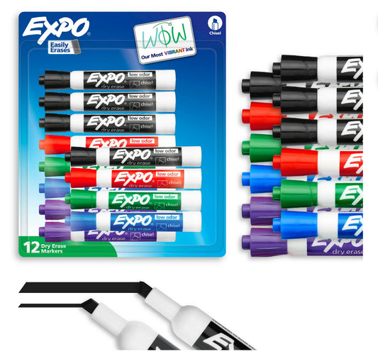 Expo Dry Erase Chisel Tip Markers. 12 Count