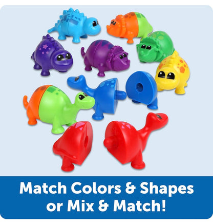 LR Snap-n-Learn Matching Dinos - Mini Plastic Figures.  18 pieces.  9 colors.  18m+