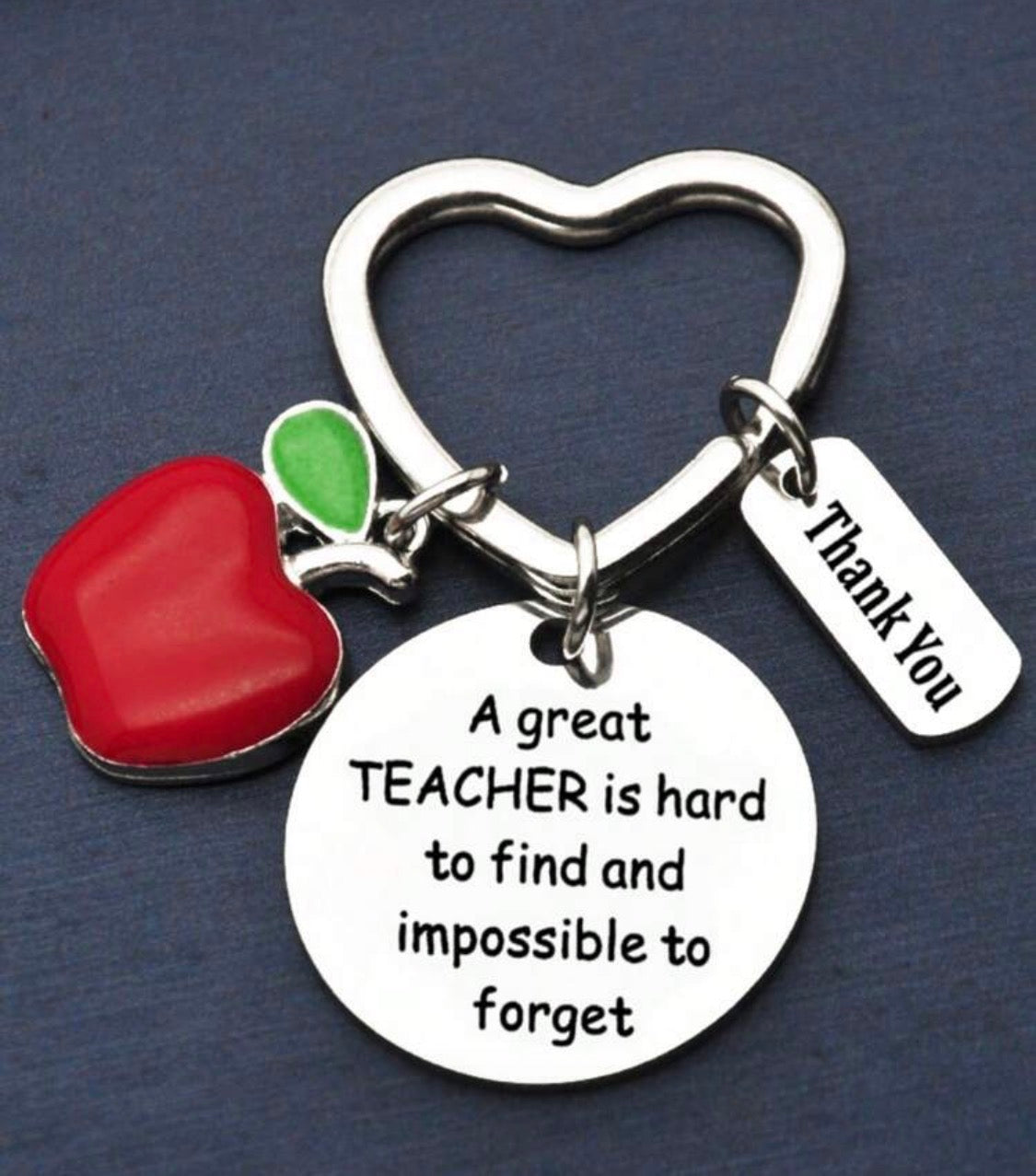 Teacher Appreciation Heart Keychain – “A Great Teacher is Hard to Find and Impossible to Forget”