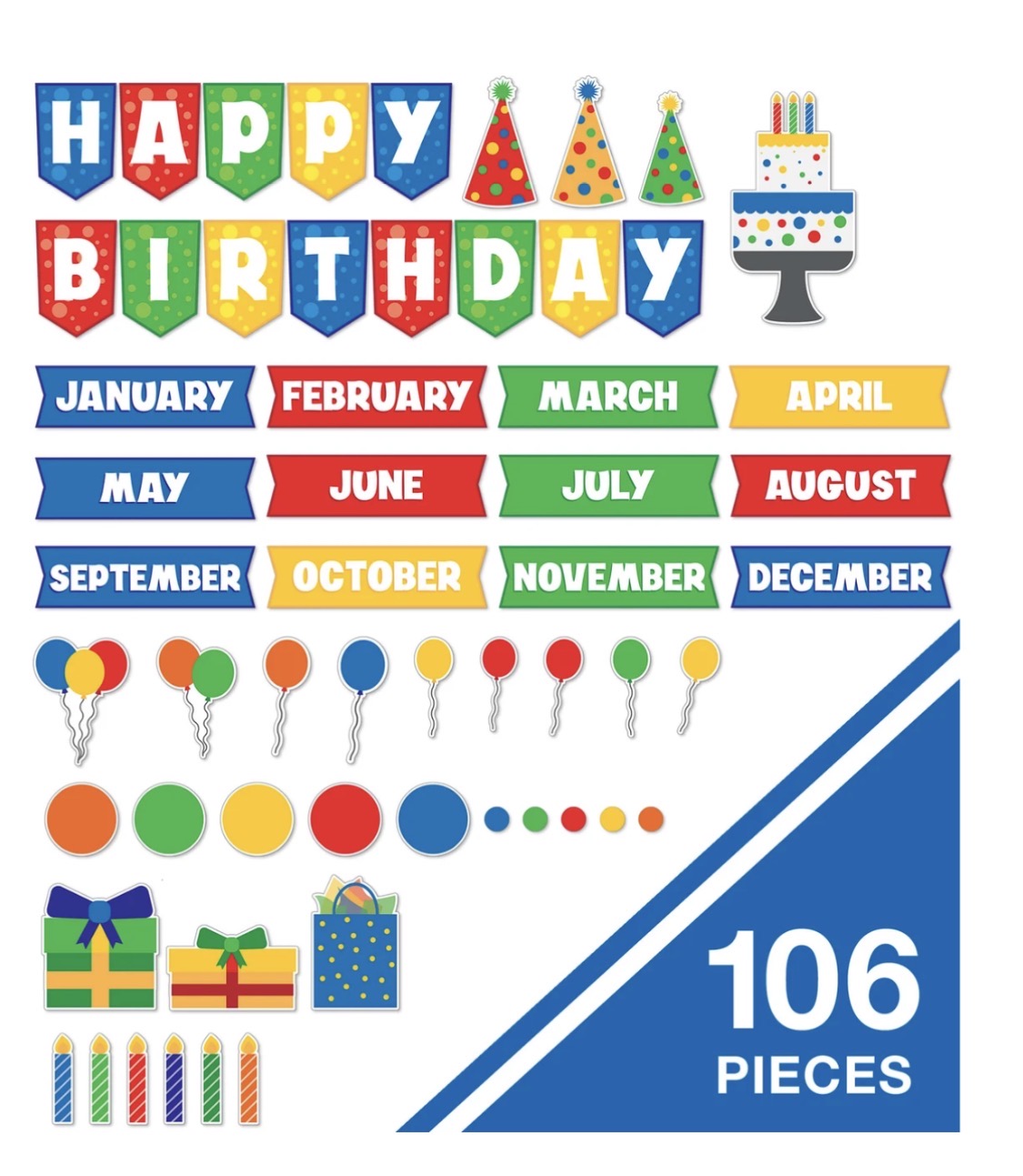 Birthday Fun Bulletin Board Set - 106 pieces