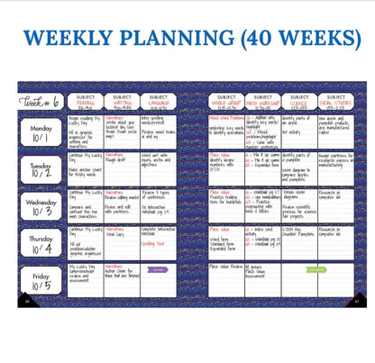 Plan on a Brilliant Year Teacher Planner. 128 pages. 46 stickers. 10.9” x 8.4”