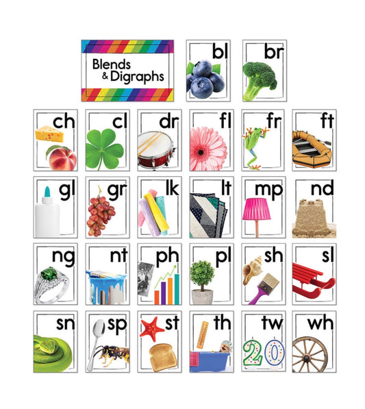 Blends and Digraphs Bulletin Board Set. 35 pieces.