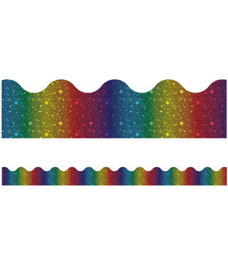 Rainbow Foil Scalloped Bulletin Board Borders - 13 strips