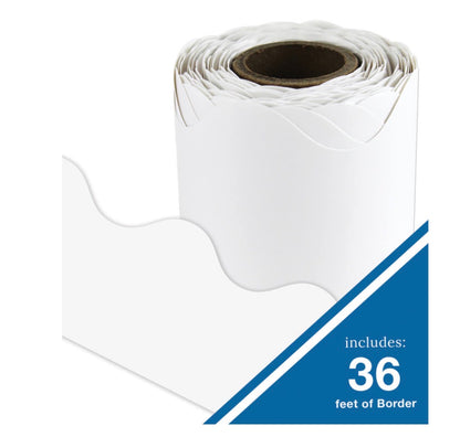White Rolled Scalloped Bulletin Board Borders. 2.25” x 36’