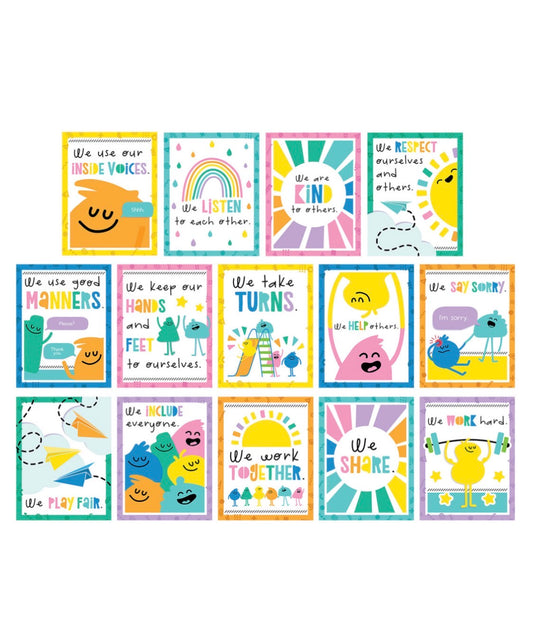 Rules for a Happy Class Mini Poster Set. 14 pieces.