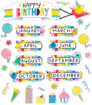 Happy Place Birthday Bulletin Board Set - 73 pieces