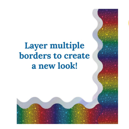 Rainbow Foil Scalloped Bulletin Board Borders - 13 strips