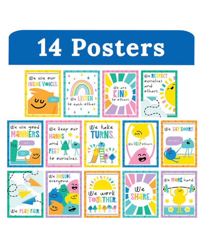 Rules for a Happy Class Mini Poster Set. 14 pieces.