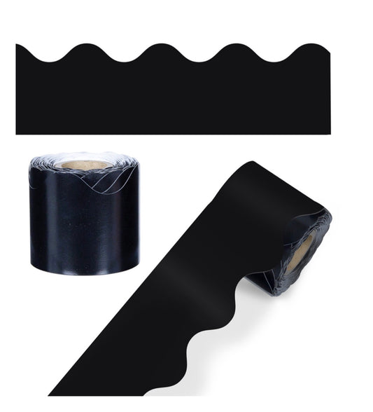 CD Black Rolled Scalloped Borders. 2.25in x 36ft.