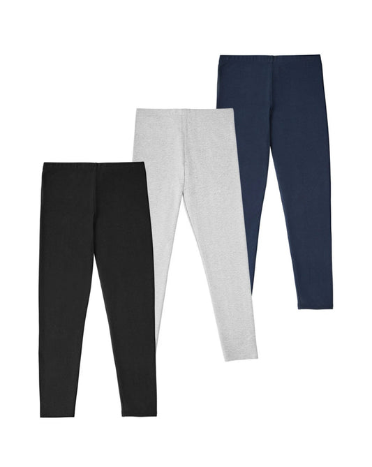 Girls 3-pack Leggings.  XS(4/5). Black/Grey/Navy.