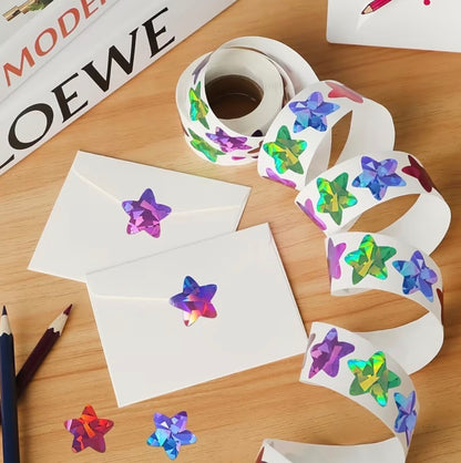 500-Piece Holographic Star Reward Stickers – 8 Assorted Styles