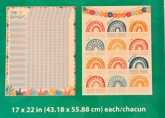 Boho Rainbow 2-pack Incentive Grid & Birthday Charts