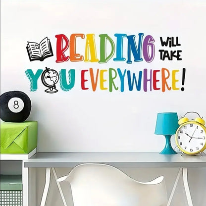 Inspiring "Reading Will Take You Everywhere" Vinyl Wall Decal. 24” x 9.12”