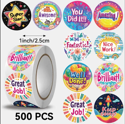 Rolled Motivational stickers. 500 ct.
