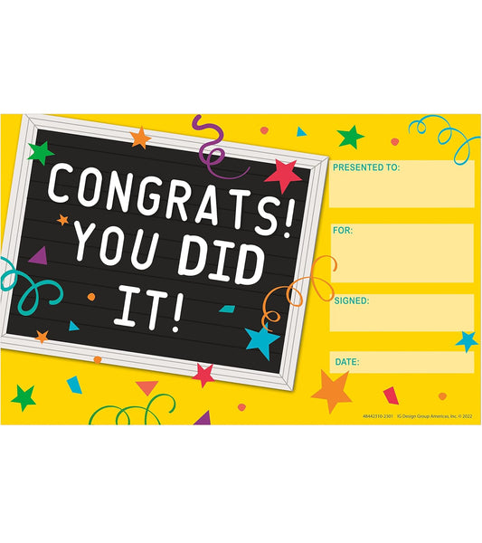 Congrats! You Did It Reward Certificates.  36 ct