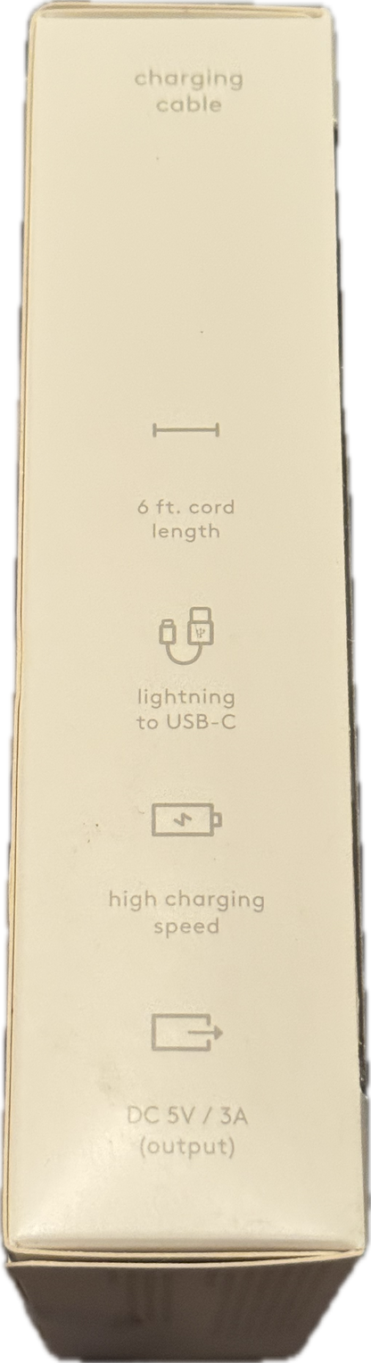6 ft iPhone/iPad Lightening Charging Cable. USB-C.
