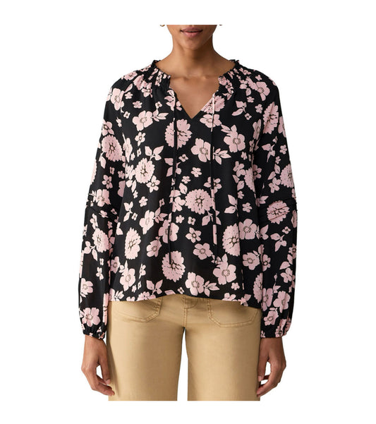 Women Long Sleeve Peasant Top - Sweet Floral.  Size: Medium