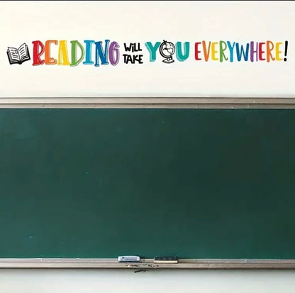 Inspiring "Reading Will Take You Everywhere" Vinyl Wall Decal. 24” x 9.12”