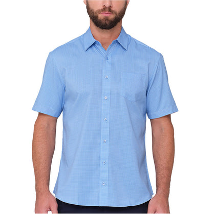 Performance Stretch Short Sleeve Woven Shirt - Blue.  Size: XL