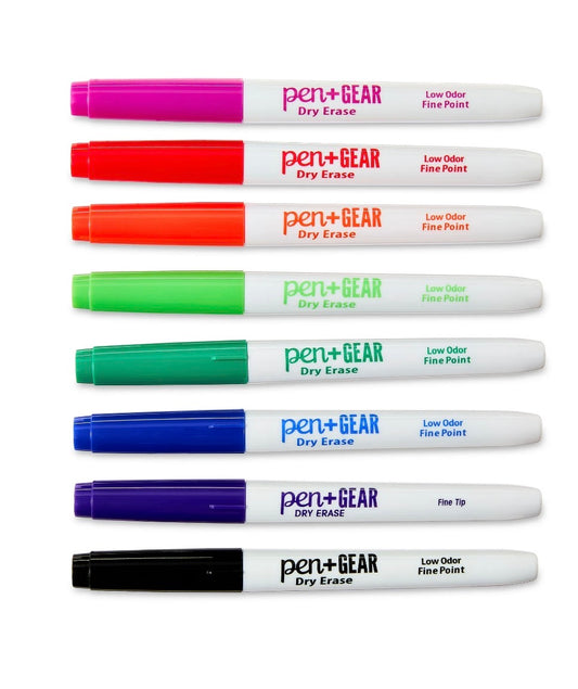 Pen+Gear Dry Erase Markers – Assorted Colors, Fine Tip, 8 Count