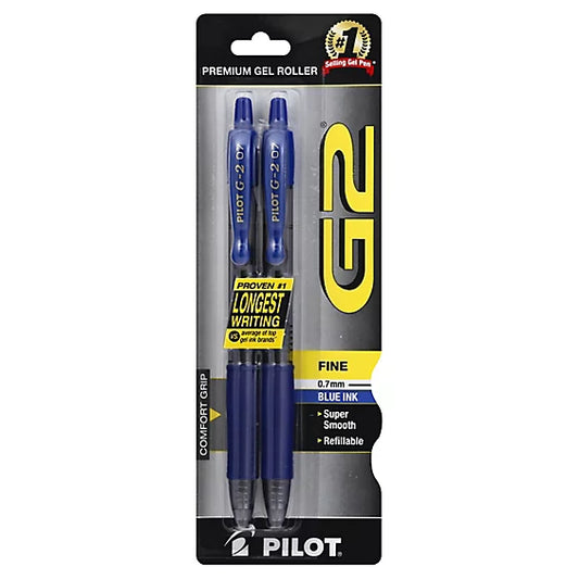Pilot G2 Premium Gel Roller Pens, Fine Point 0.7 mm, Blue