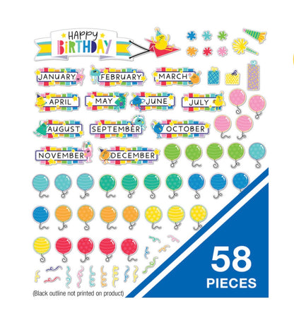 Happy Place Birthday Bulletin Board Set - 73 pieces