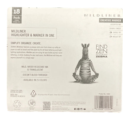Mildliner Double Ended
Creative Markers.  Assorted 18 pk.