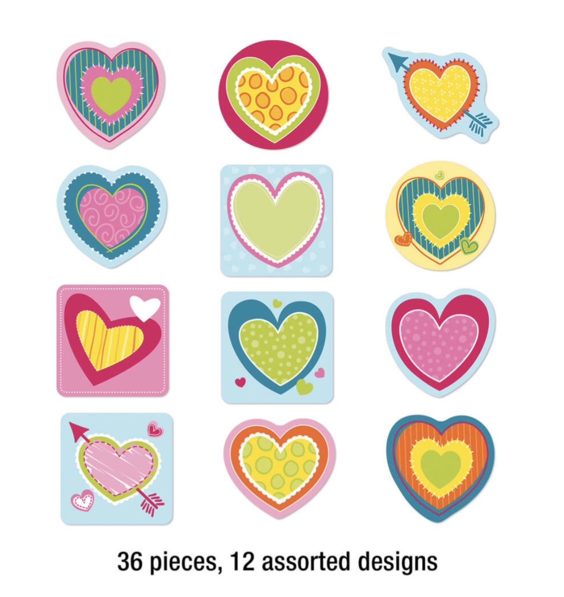Hearts Mini Cutouts. 36 ct.  3” x 3”