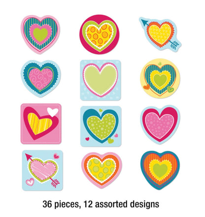 Hearts Mini Cutouts. 36 ct.  3” x 3”