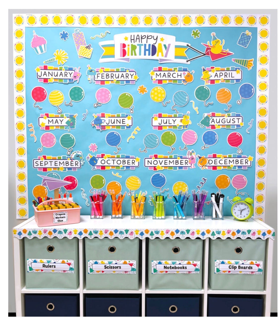 Happy Place Birthday Bulletin Board Set - 73 pieces