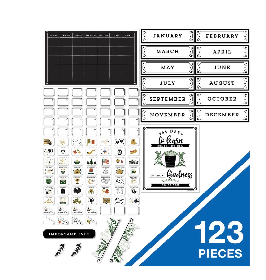 Farmhouse Calendar Bulletin Board Set - 123 pieces