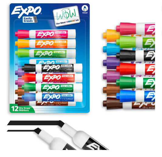 Expo Dry Erase Chisel Tip Markers. 12 count.