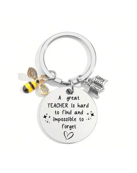 Teacher Appreciation Keychain – Bee Charm Gift