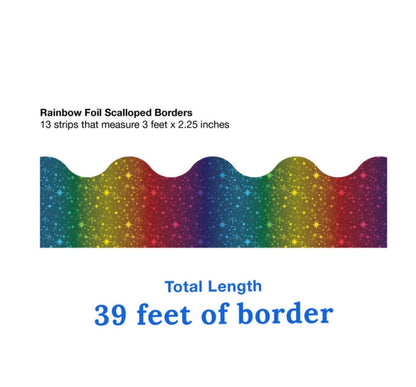 Rainbow Foil Scalloped Bulletin Board Borders - 13 strips
