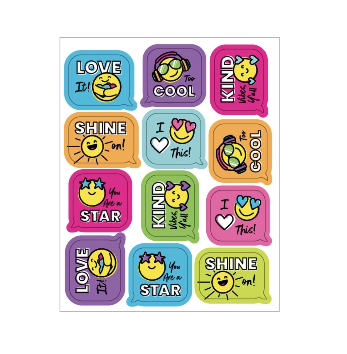 Smiley Faces Motivational Stickers. 72 ct.