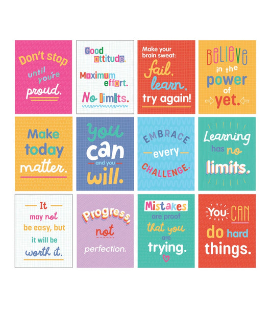 Growth Mindset Quotes Mini Poster Set. 12 pieces. 8.5” x 11”
