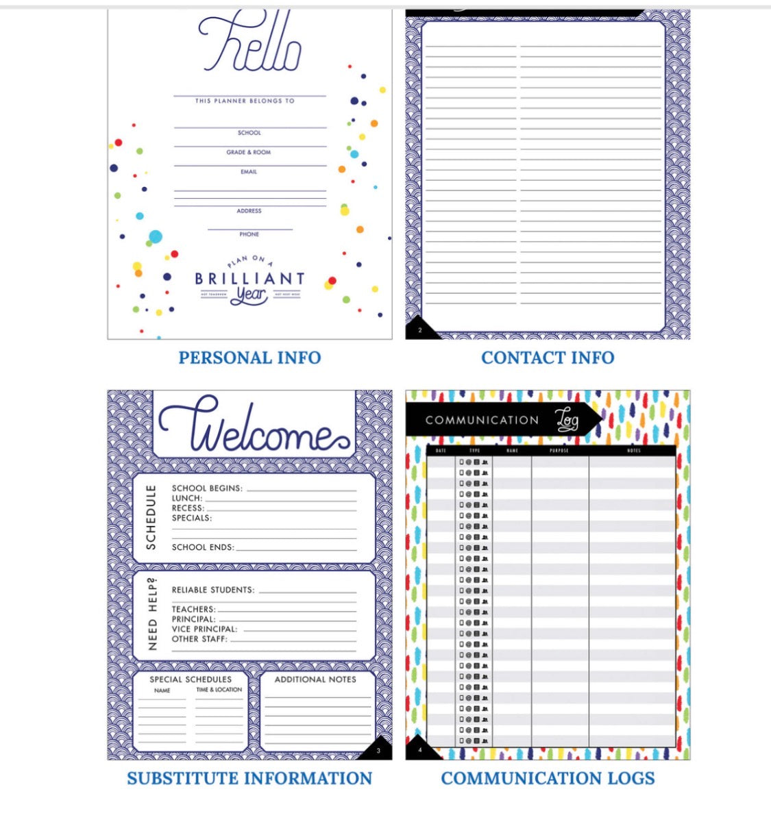 Plan on a Brilliant Year Teacher Planner. 128 pages. 46 stickers. 10.9” x 8.4”