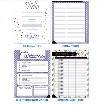 Plan on a Brilliant Year Teacher Planner. 128 pages. 46 stickers. 10.9” x 8.4”