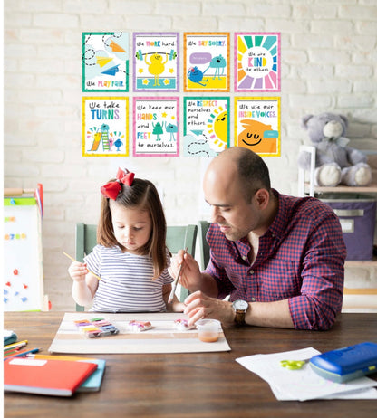 Rules for a Happy Class Mini Poster Set. 14 pieces.