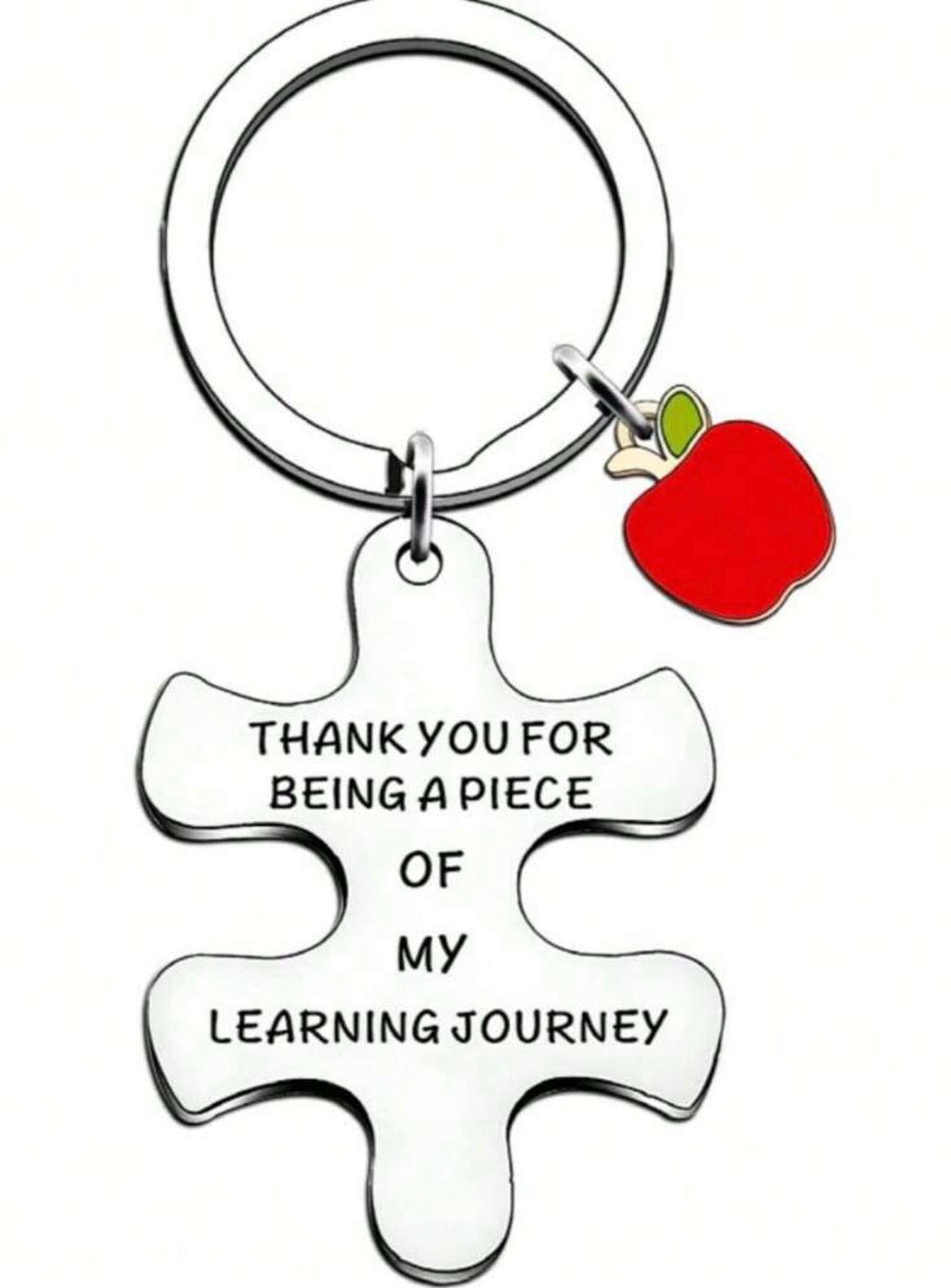 Teacher Appreciation Puzzle Piece Keychain – “Thank You for Being a Piece of My Learning Journey”