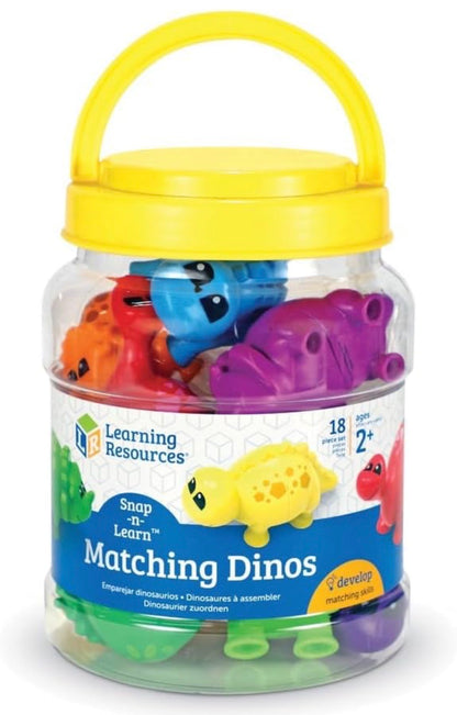 LR Snap-n-Learn Matching Dinos - Mini Plastic Figures.  18 pieces.  9 colors.  18m+