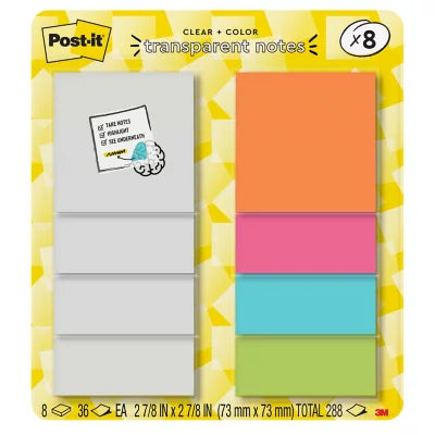 Post-it Transparent Notes. Assorted Colours.